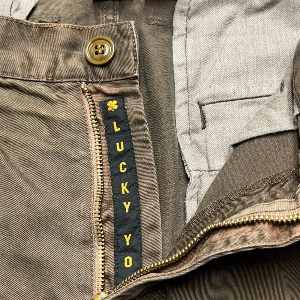 VTG Lucky Brand Mens Brown Cotton Twill Cargo Shorts Utility Workwear 32 Y2K‎